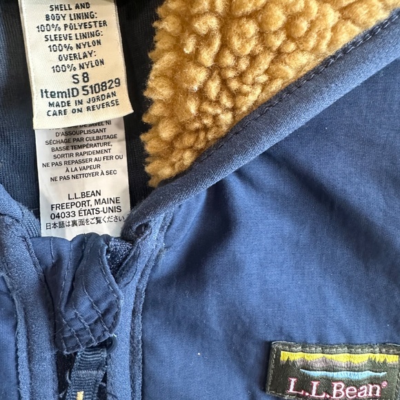 Boys LLBean Hooded Fleece Jacket 8 (small) Blue Brown - Picture 2 of 5